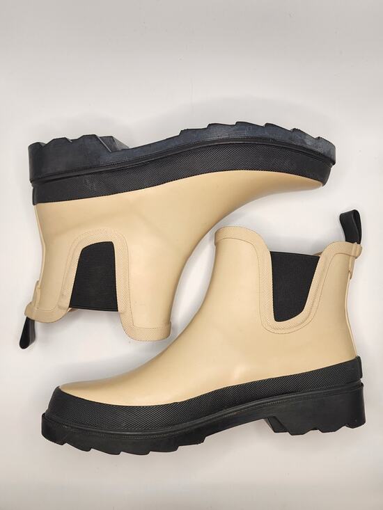 Time And Tru Shoes - Time and Tru Womens Size 6 Chelsea Rain Boots Tan Beige Ankle Rubber Garden Boot